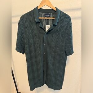 Abercrombie & Fitch Men's Forest Green Short-Sleeve Knit Polo